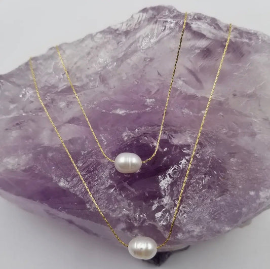 Layered Gold Chain Double Pearl Necklace