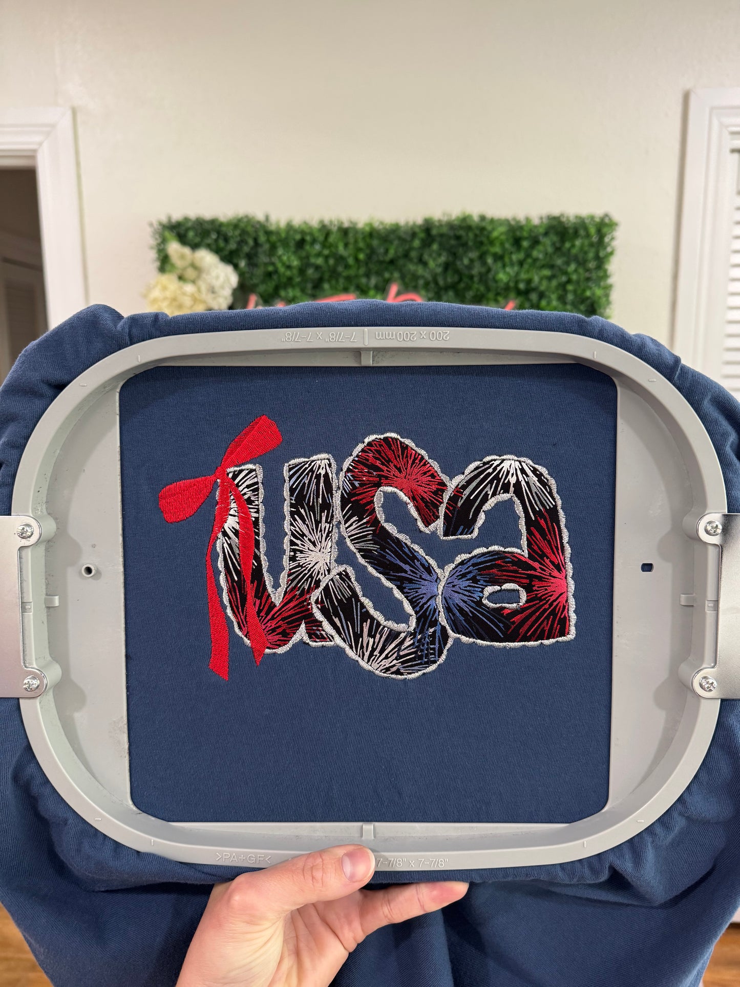 Fireworks "USA" Applique Tee - Navy Blue