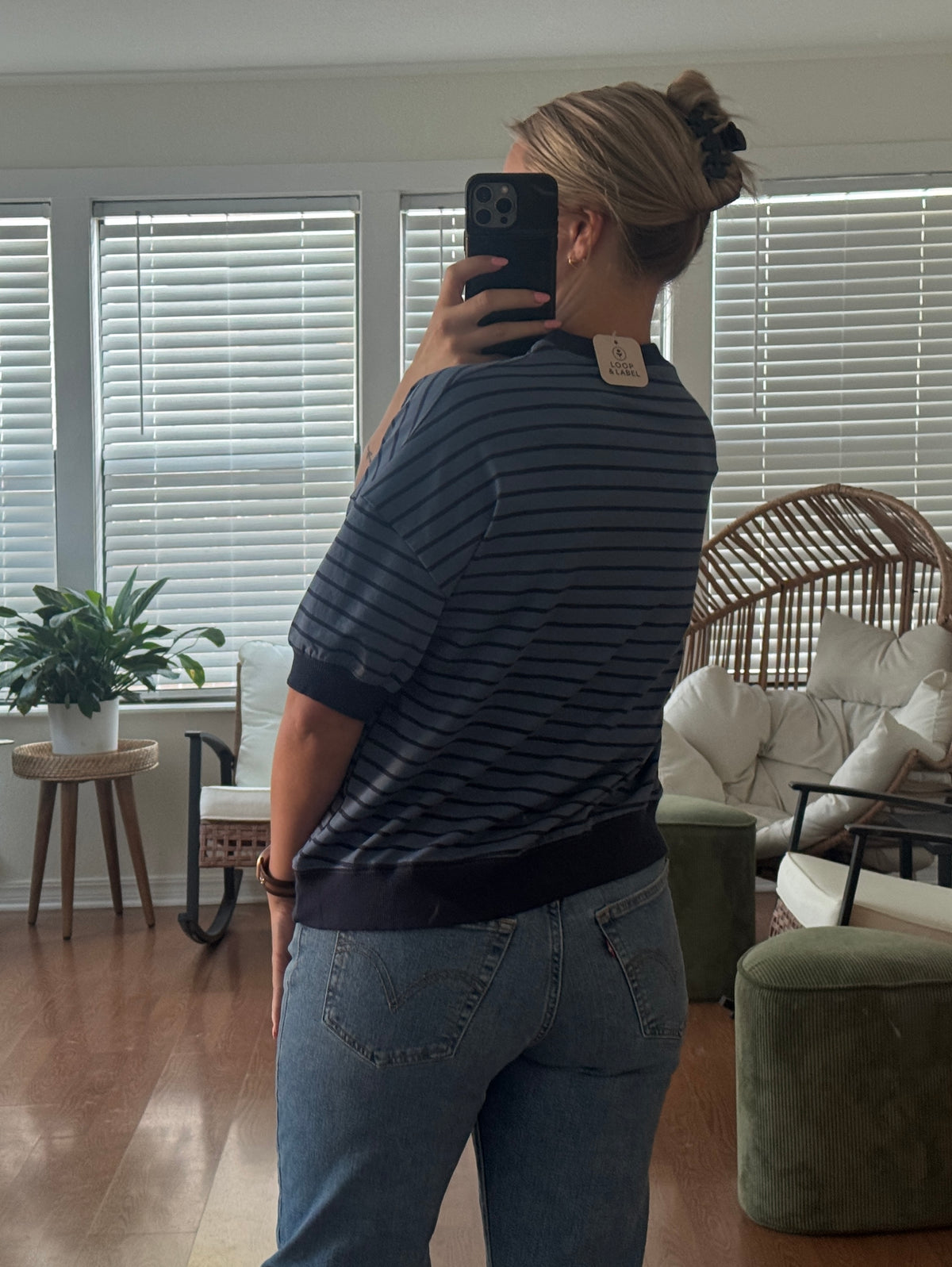 Striped Banded Short Sleeve - Blue