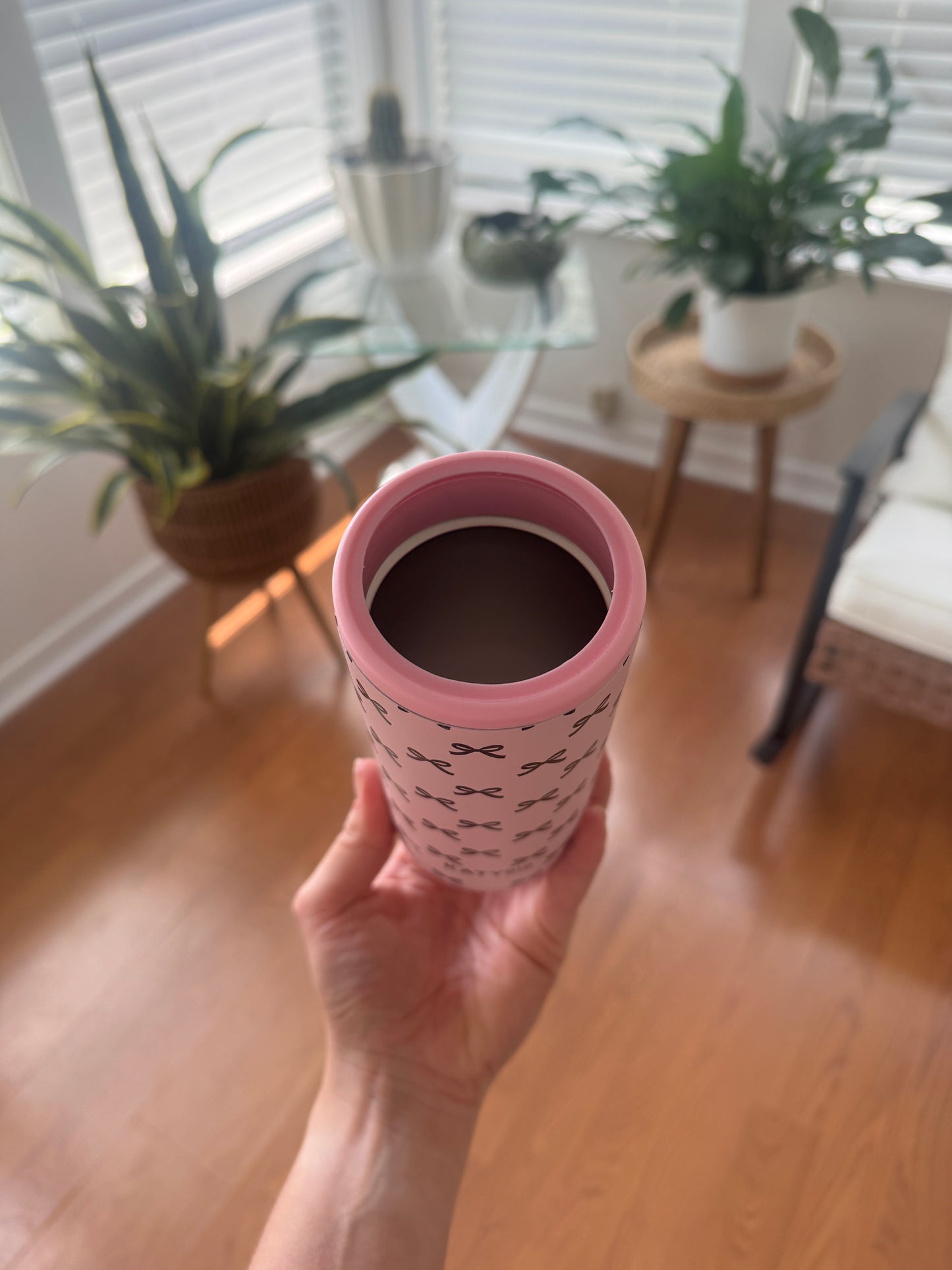 Pink w/ Black Bows Slim Can Koozie