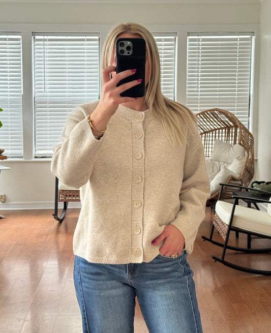 Button Down Knit Cardigan - Oatmeal