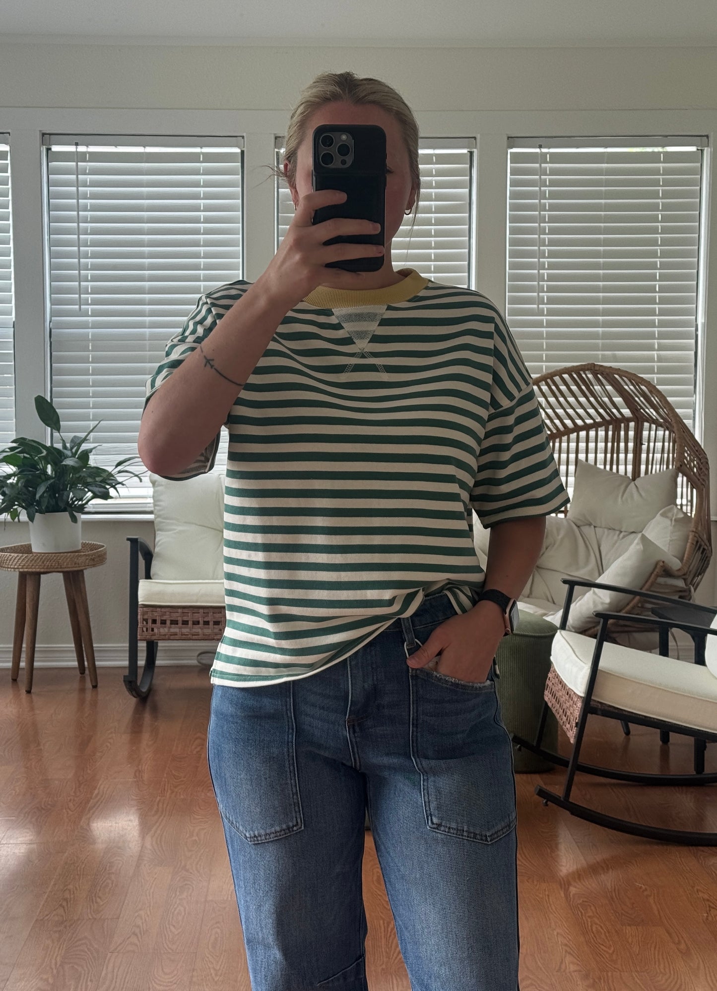 Striped Short Sleeve T-Shirt - Green