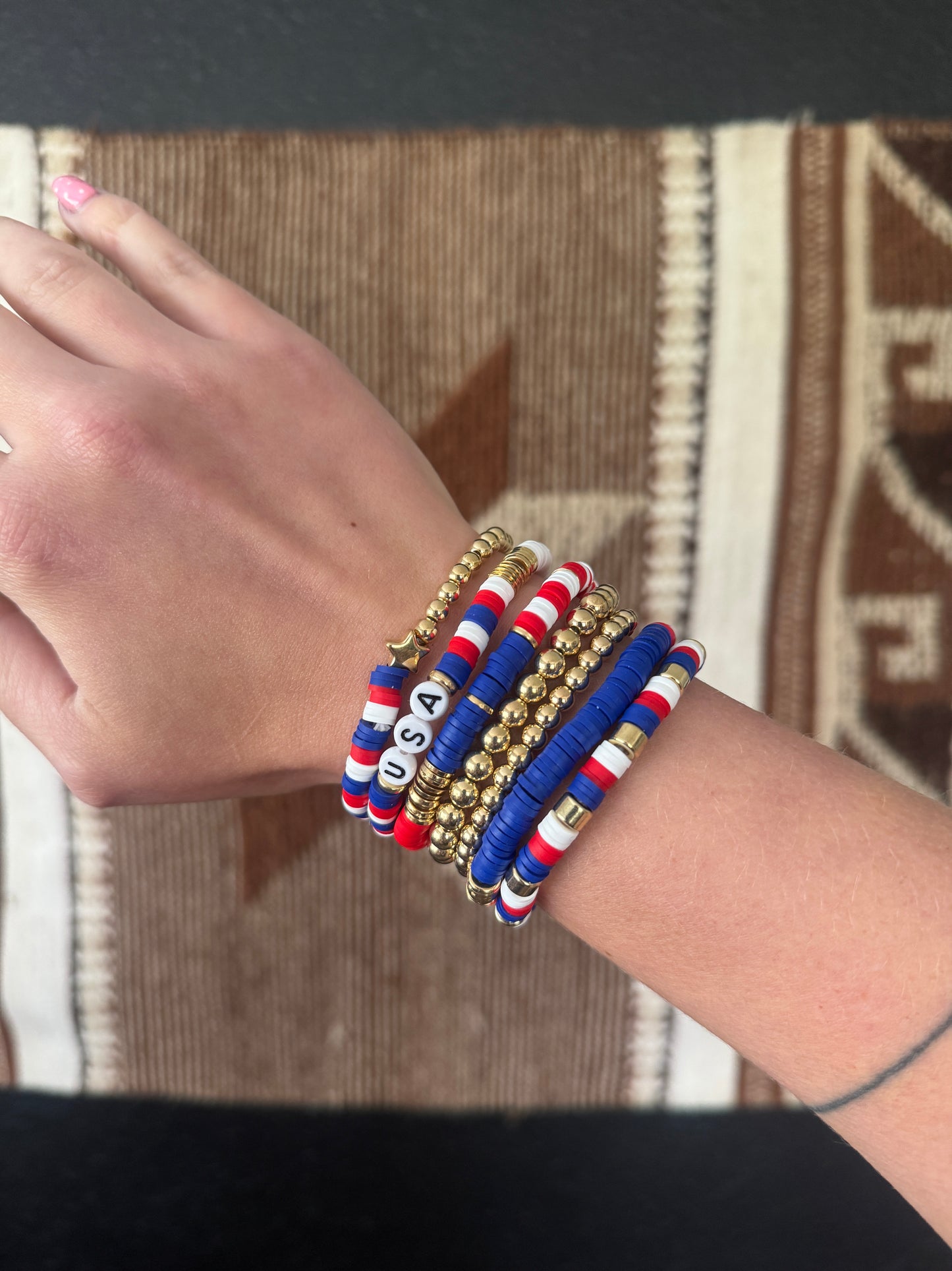 USA Heishi Bracelets - Set of 7