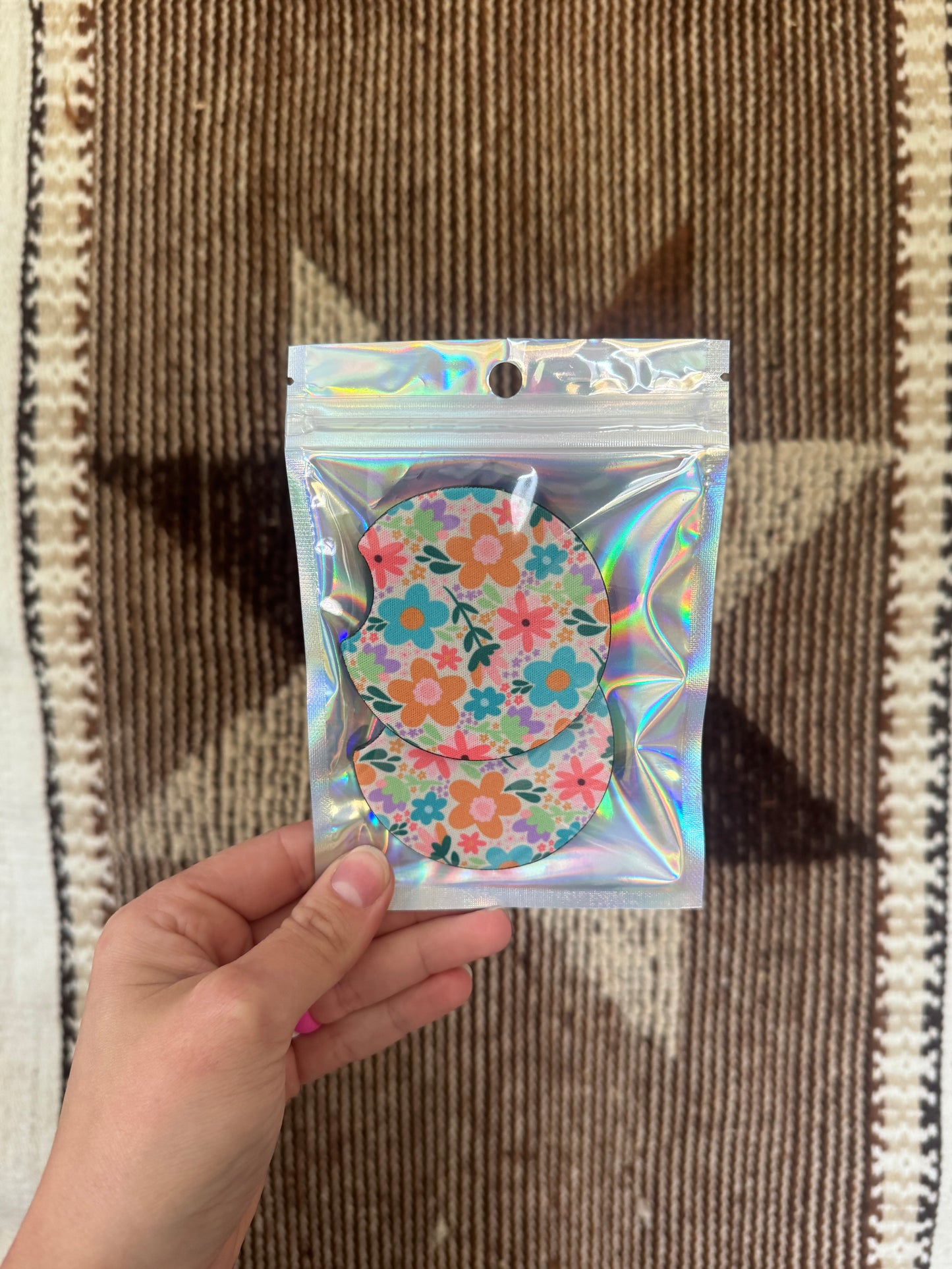 Car Coasters 2pk - Floral