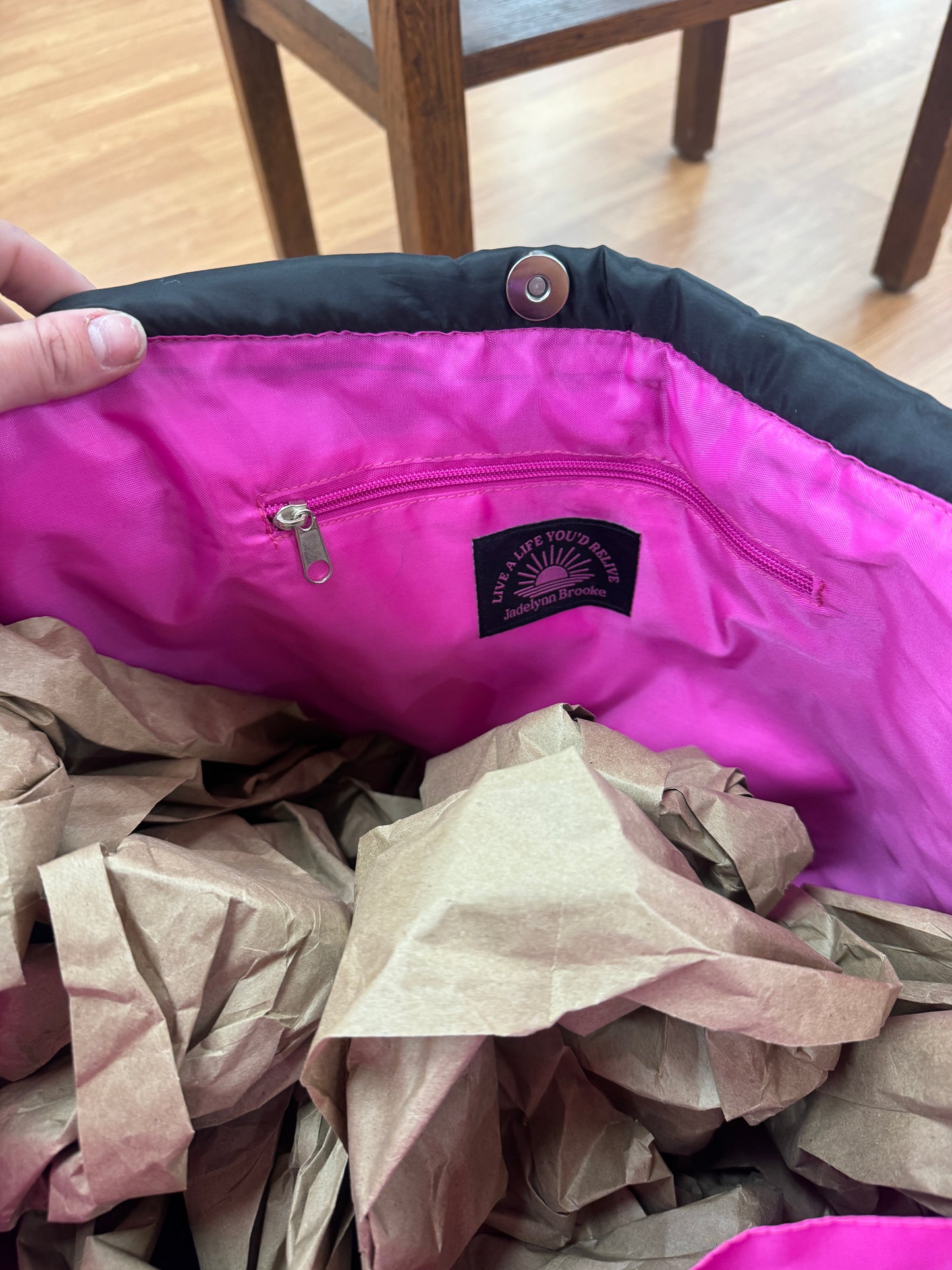 Black Puffer Tote - “Let’s Go”