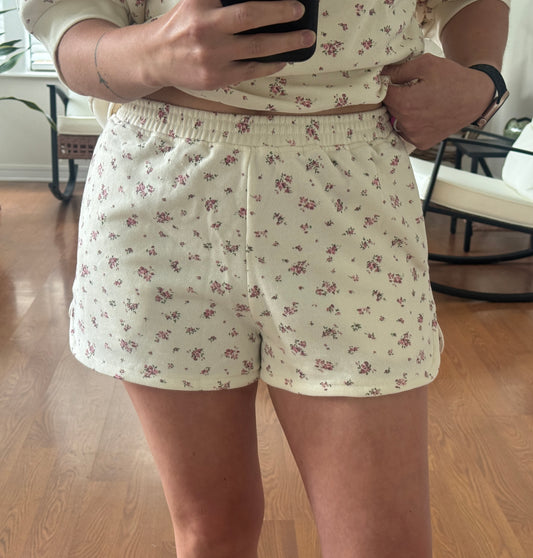 Floral Knit Shorts - Ivory