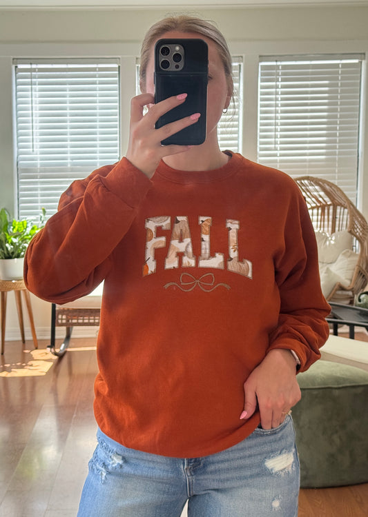 "Fall" Applique Sweatshirt - Orange