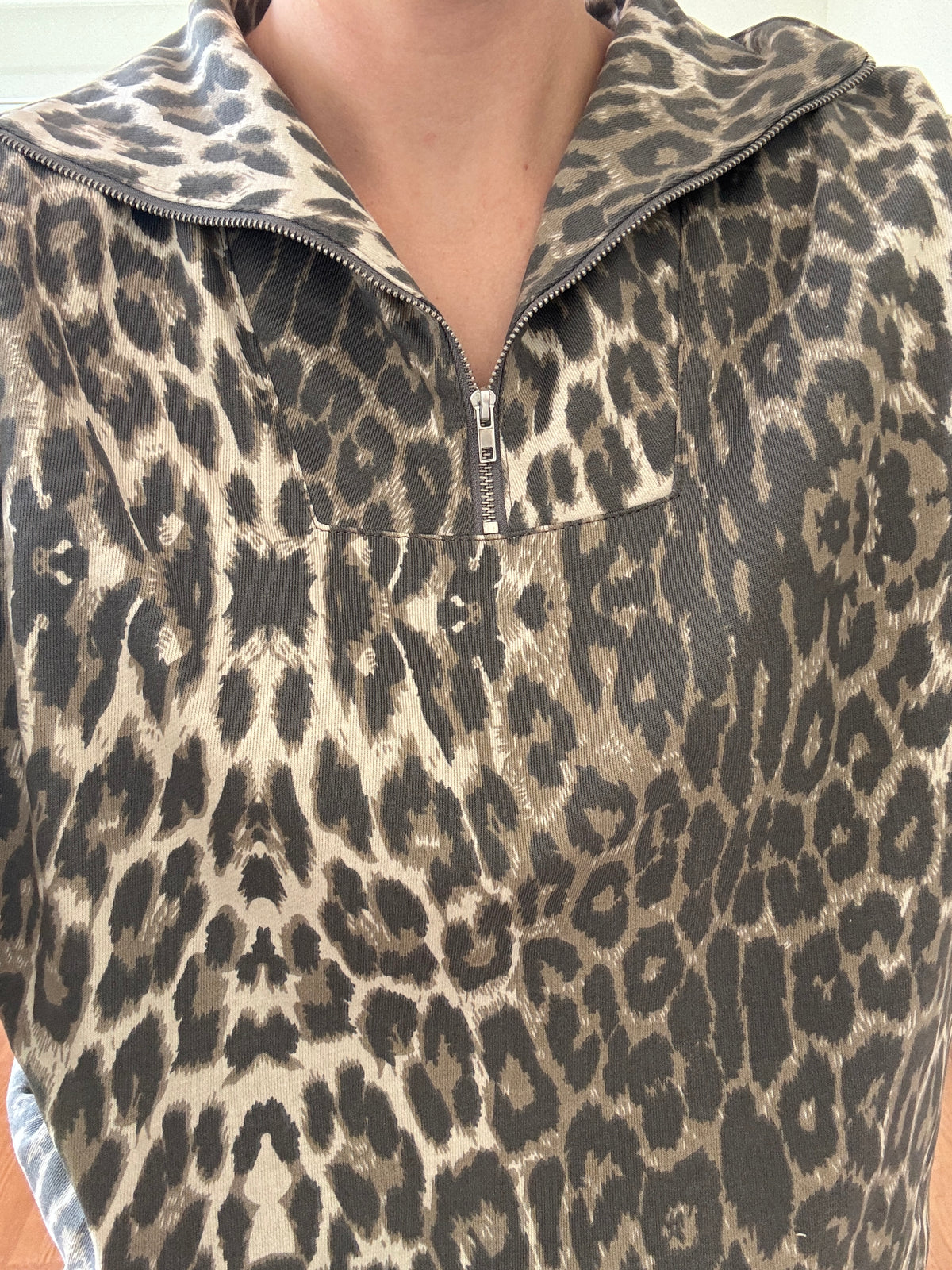 Leopard 1/4 Zip & Shorts Matching Set - Taupe