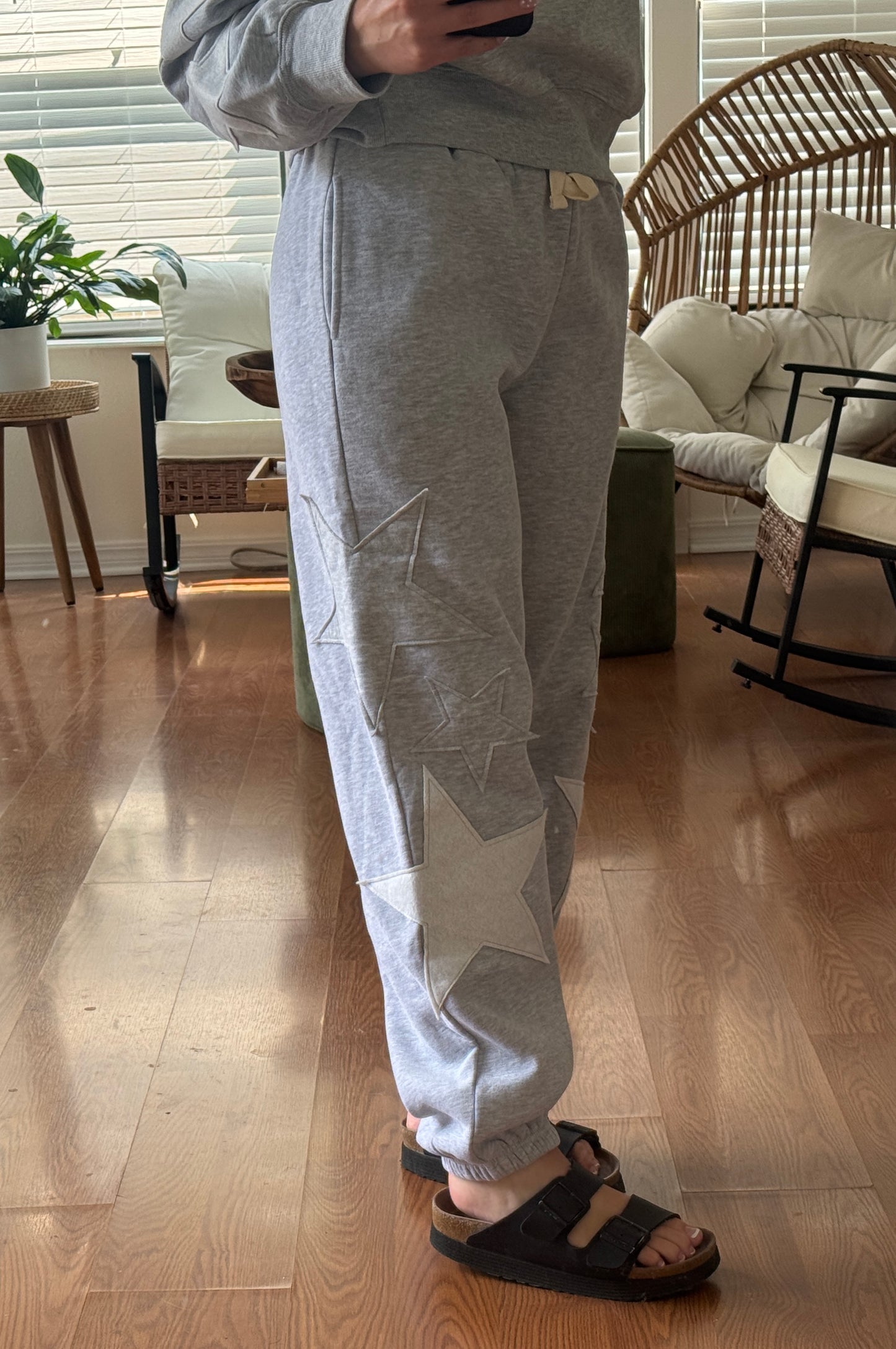 Star Patch Jogger Sweatpants - Heather Gray