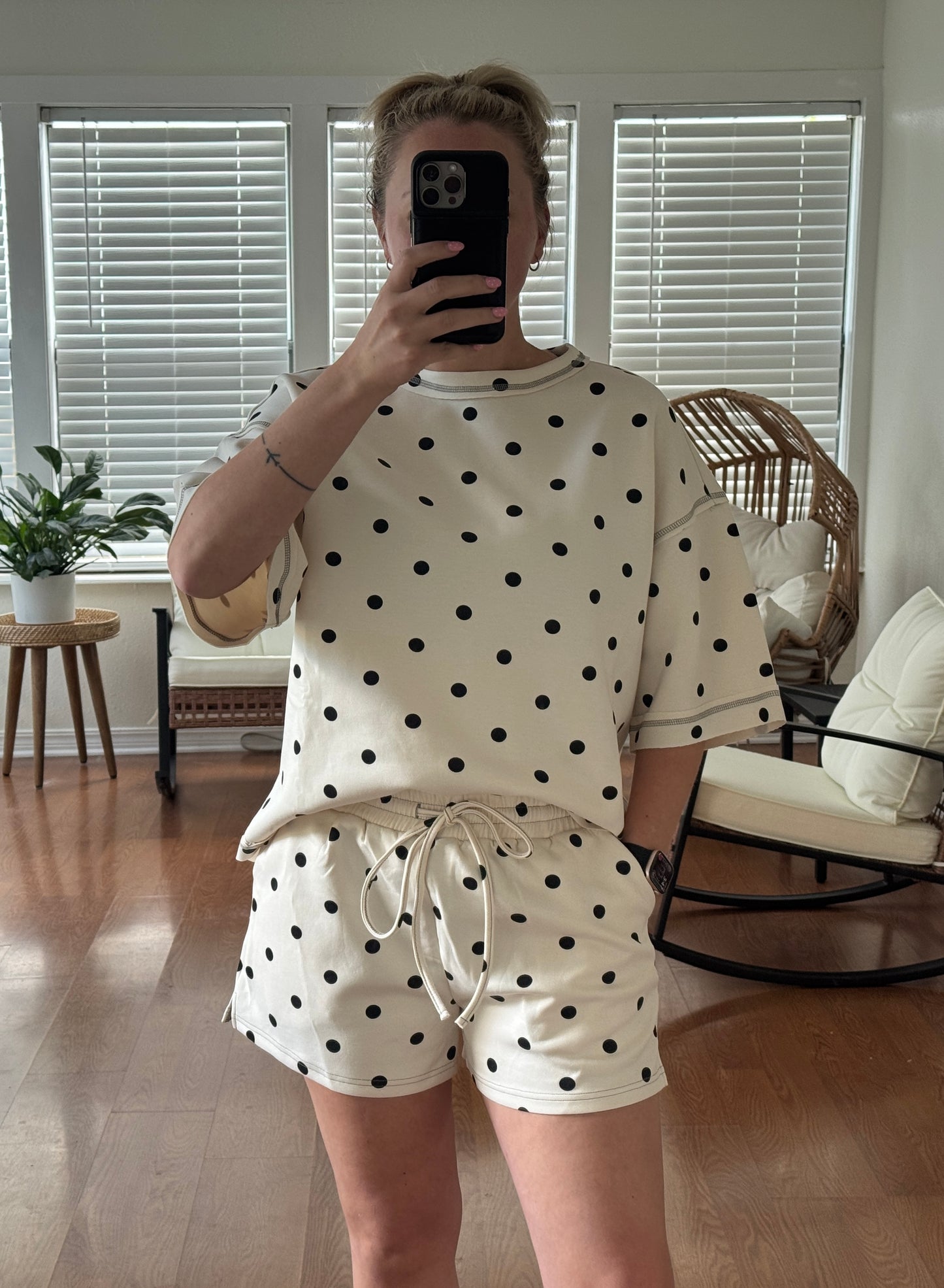 Polka Dot Scuba Matching Set - White + Black