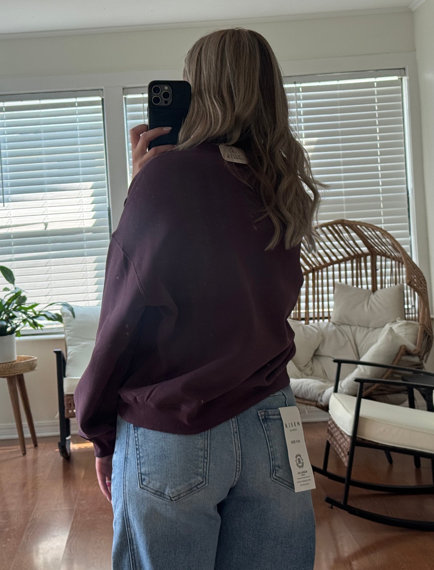 Floral Applique Sweatshirt - Dark Purple
