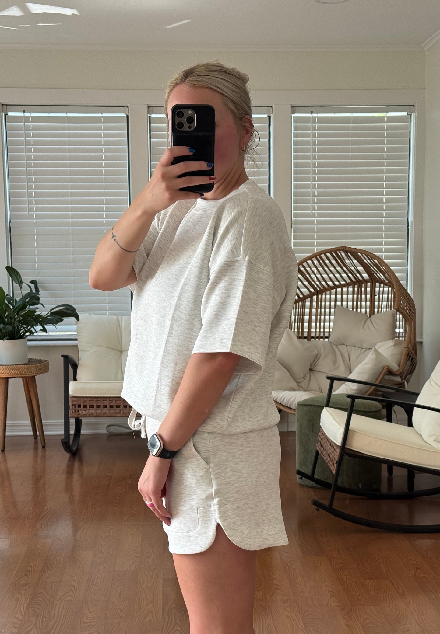 Scuba Short Sleeve Top - Light Gray