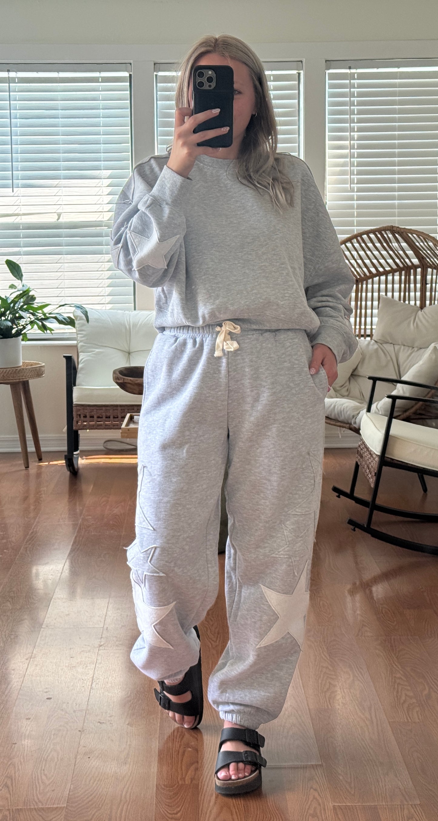 Star Patch Jogger Sweatpants - Heather Gray