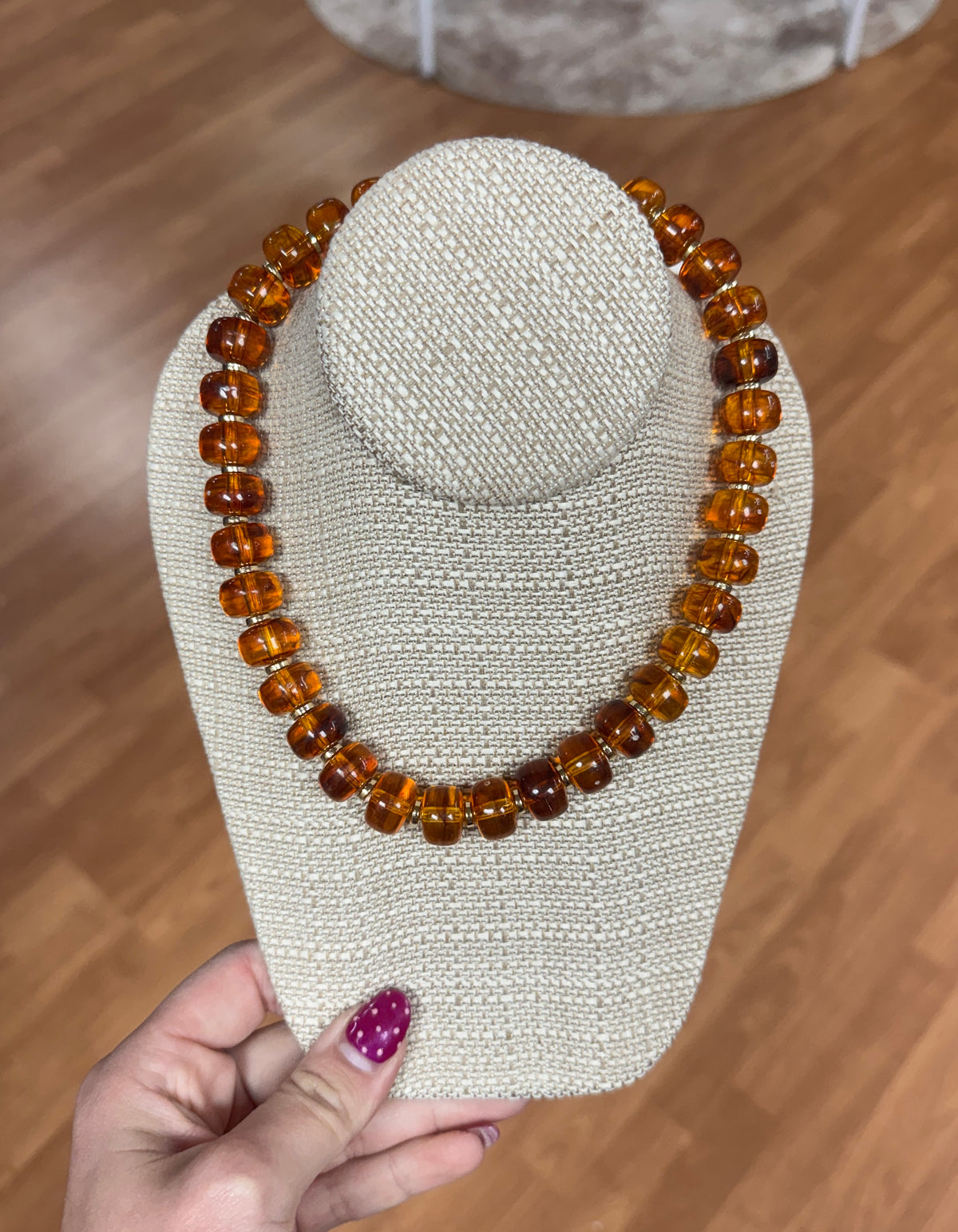 Chunky Amber-tone Bead Necklace