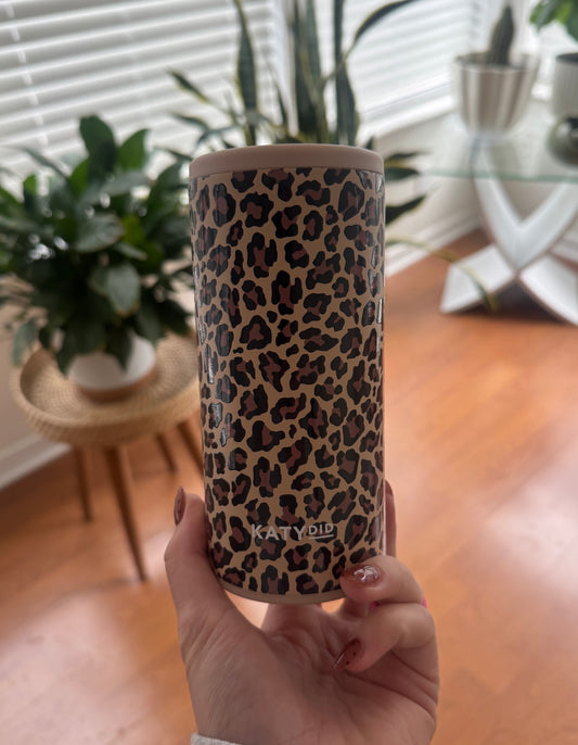 Leopard Print Slim Can Koozie