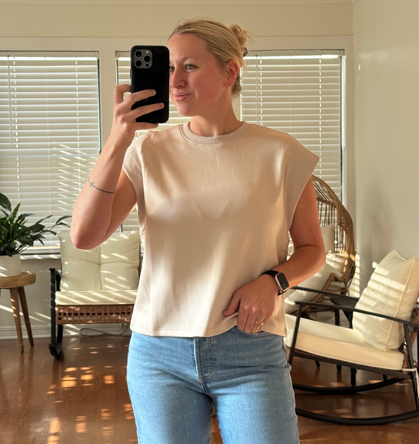 Solid Cap Sleeve Tee - Almond