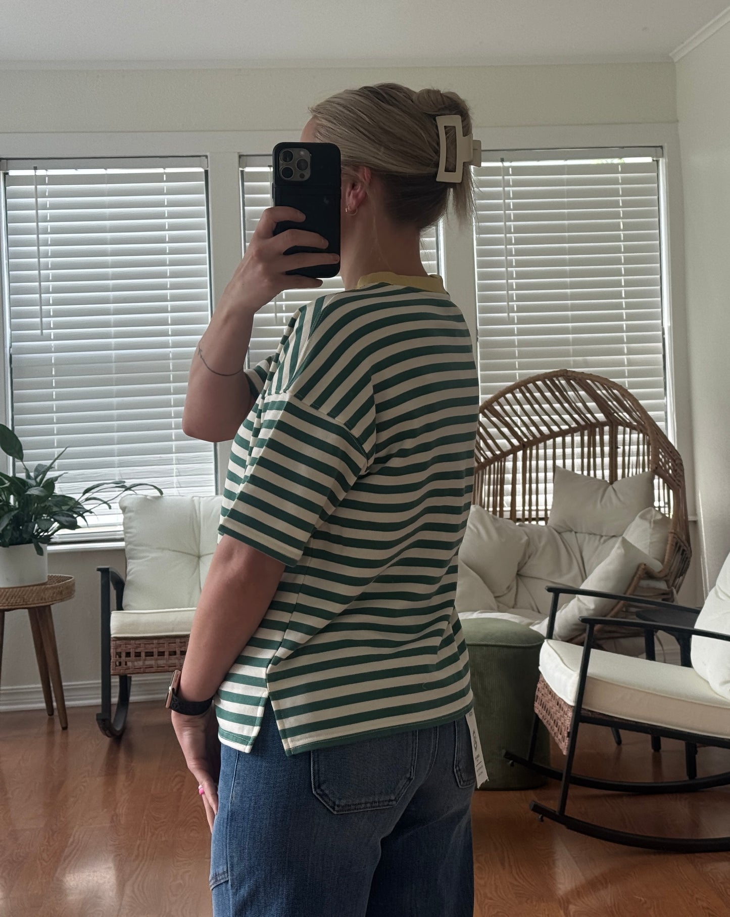 Striped Short Sleeve T-Shirt - Green