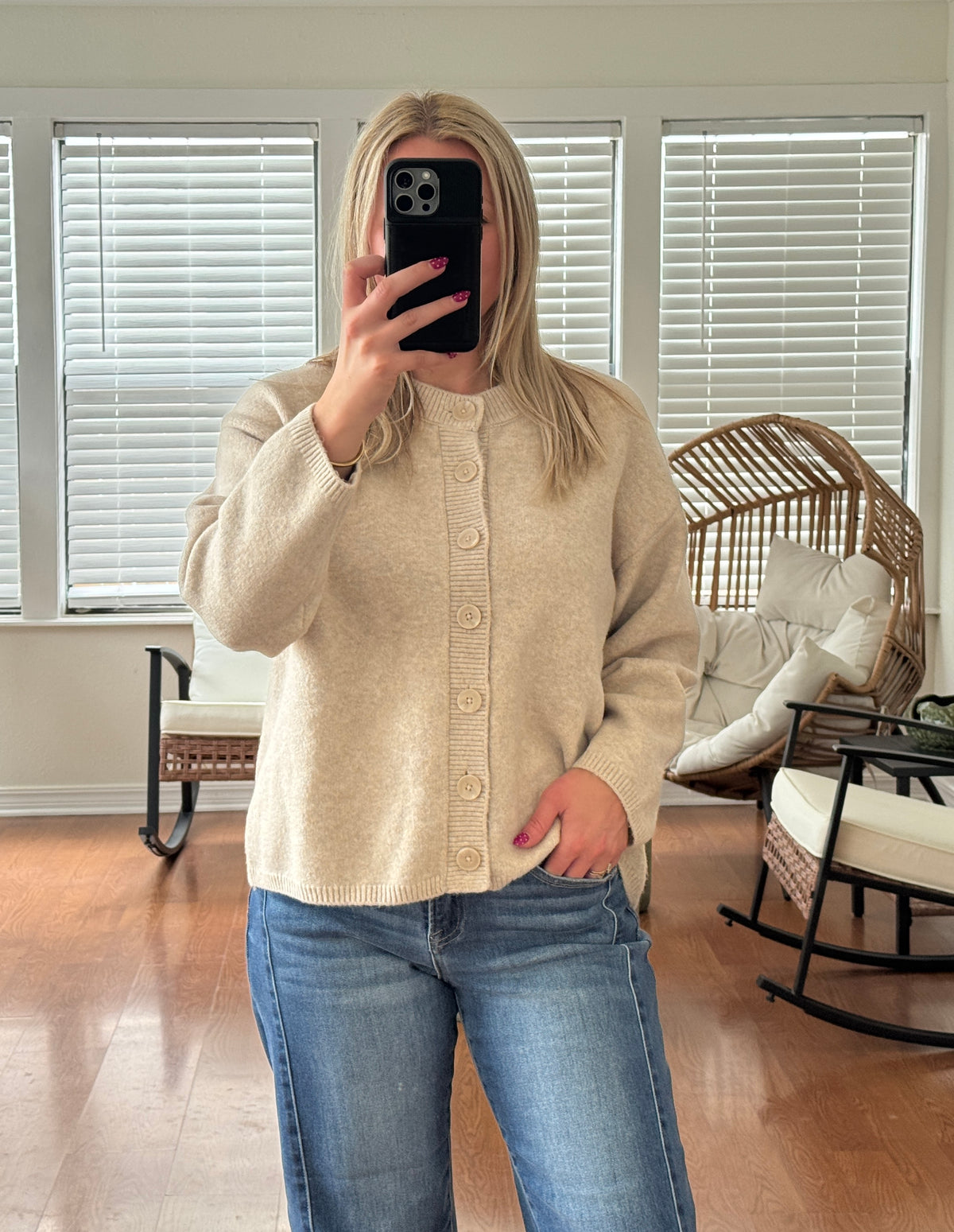 Button Down Knit Cardigan - Oatmeal