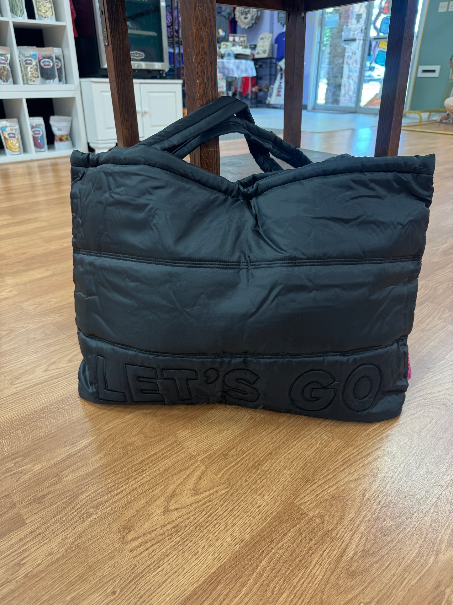 Black Puffer Tote - “Let’s Go”