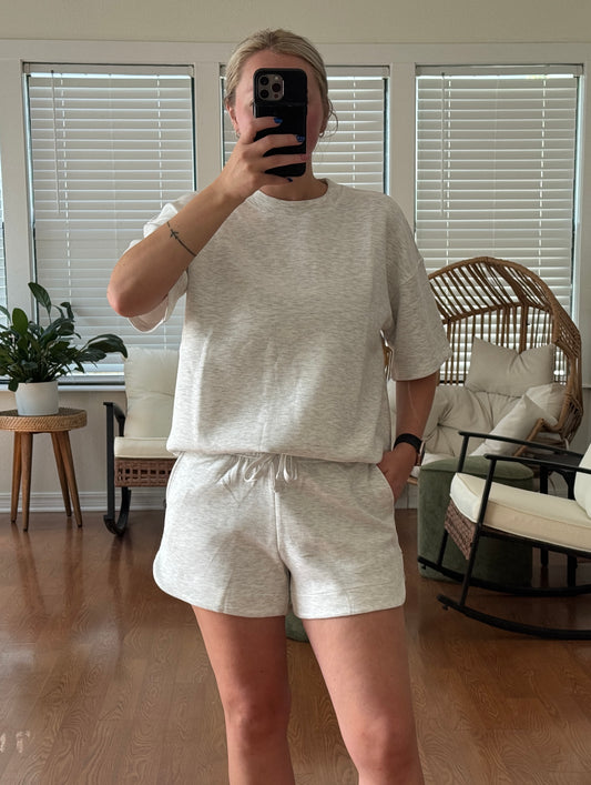 Scuba Short Sleeve Top - Light Gray