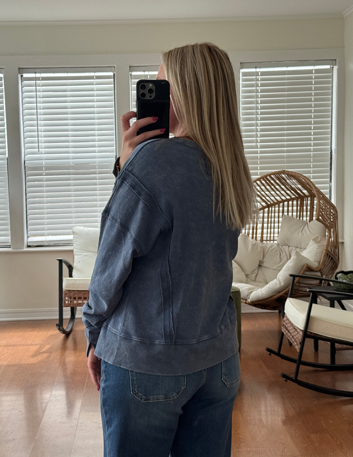 Vintage Washed Sweatshirt - Navy Blue