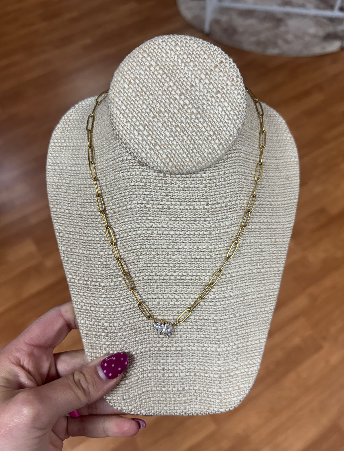 18k Stainless Steel Rhinestone Necklace - Gold