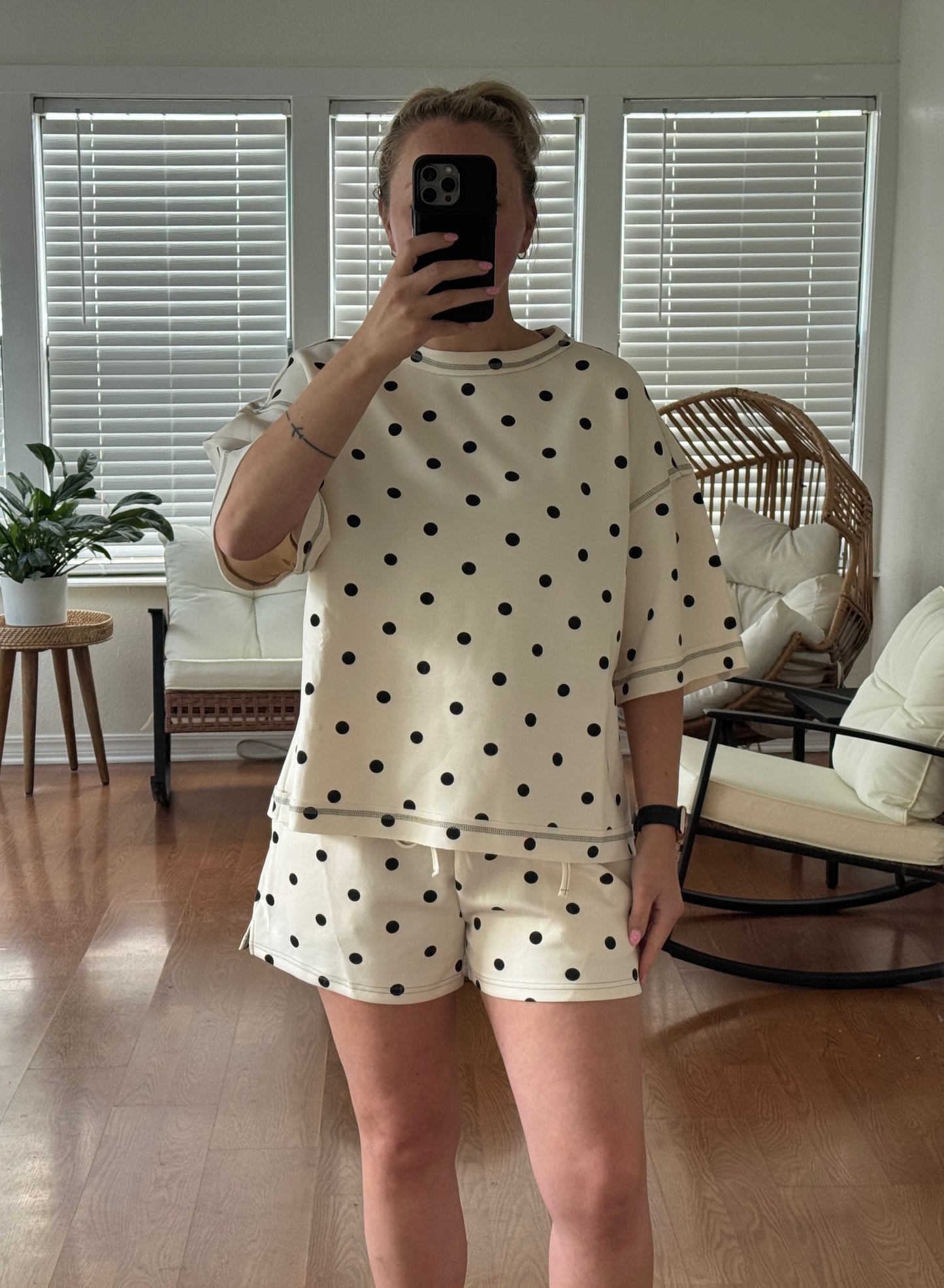 Polka Dot Scuba Matching Set - White + Black