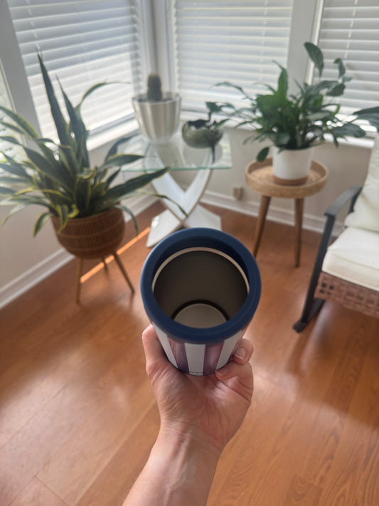 Blue Striped Slim Can Koozie