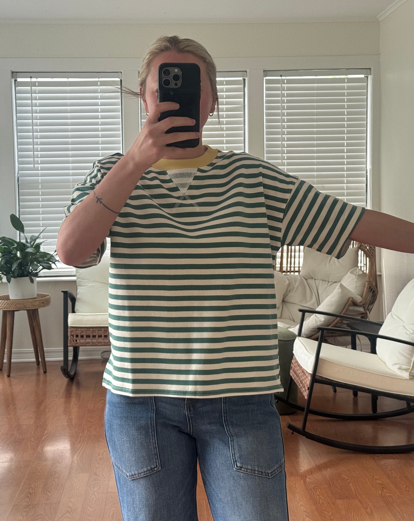 Striped Short Sleeve T-Shirt - Green