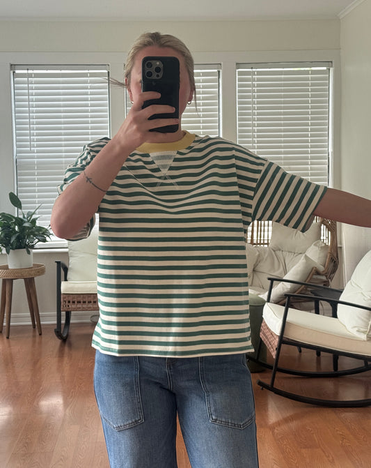 Striped Short Sleeve T-Shirt - Green