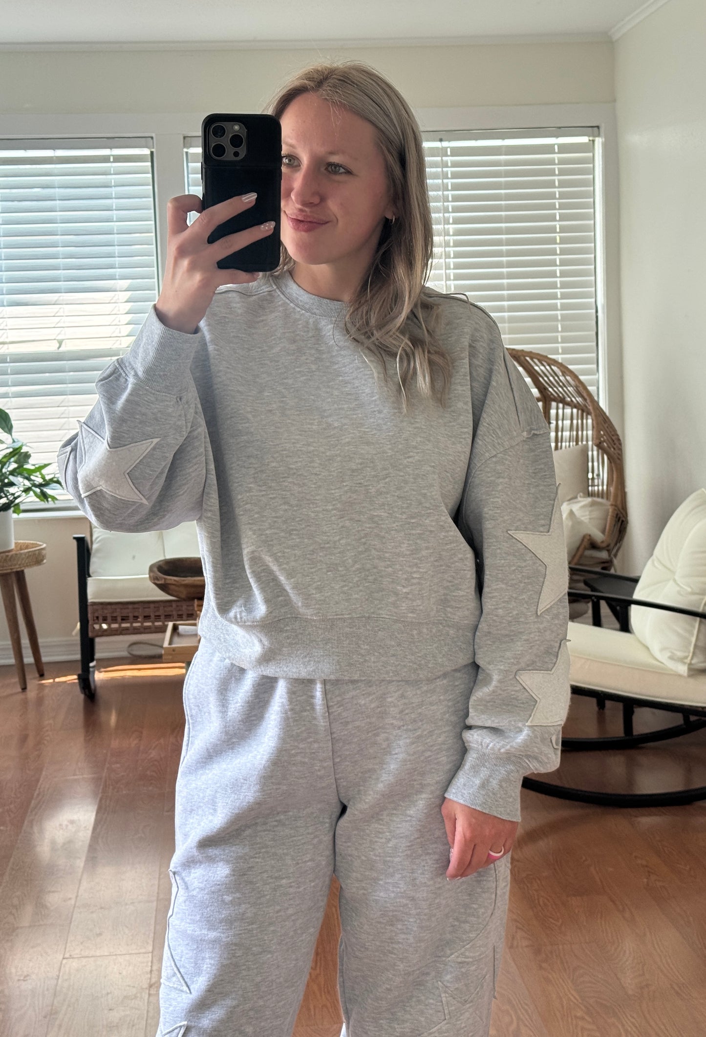 Star Patch Sweatshirt - Heather Gray