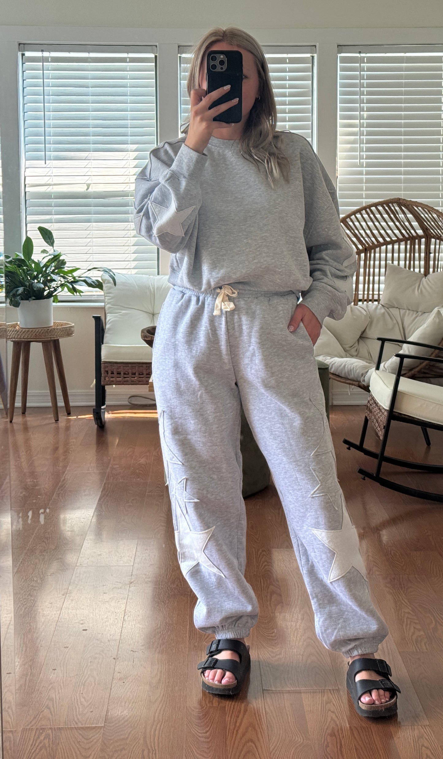 Star Patch Jogger Sweatpants - Heather Gray