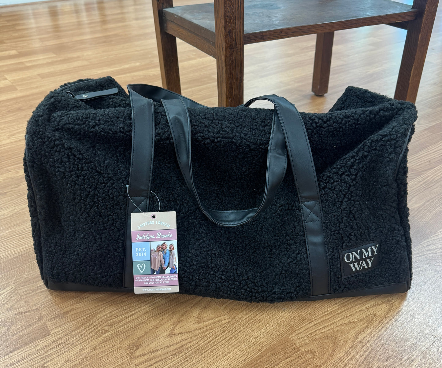Teddy Black Sherpa Duffle Bag - “OMW”