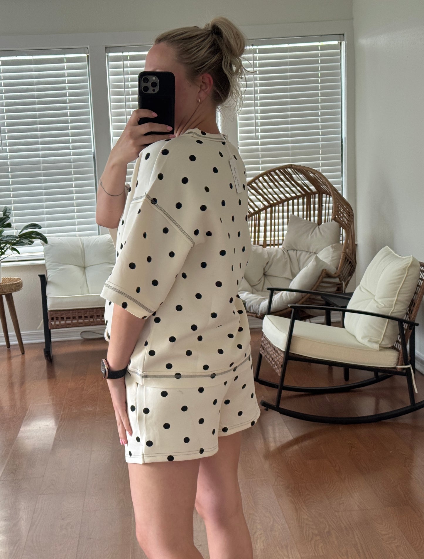 Polka Dot Scuba Matching Set - White + Black