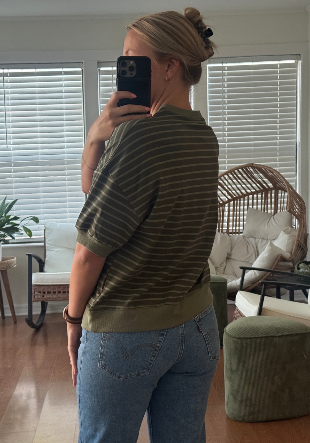 Striped Banded Short Sleeve - Green