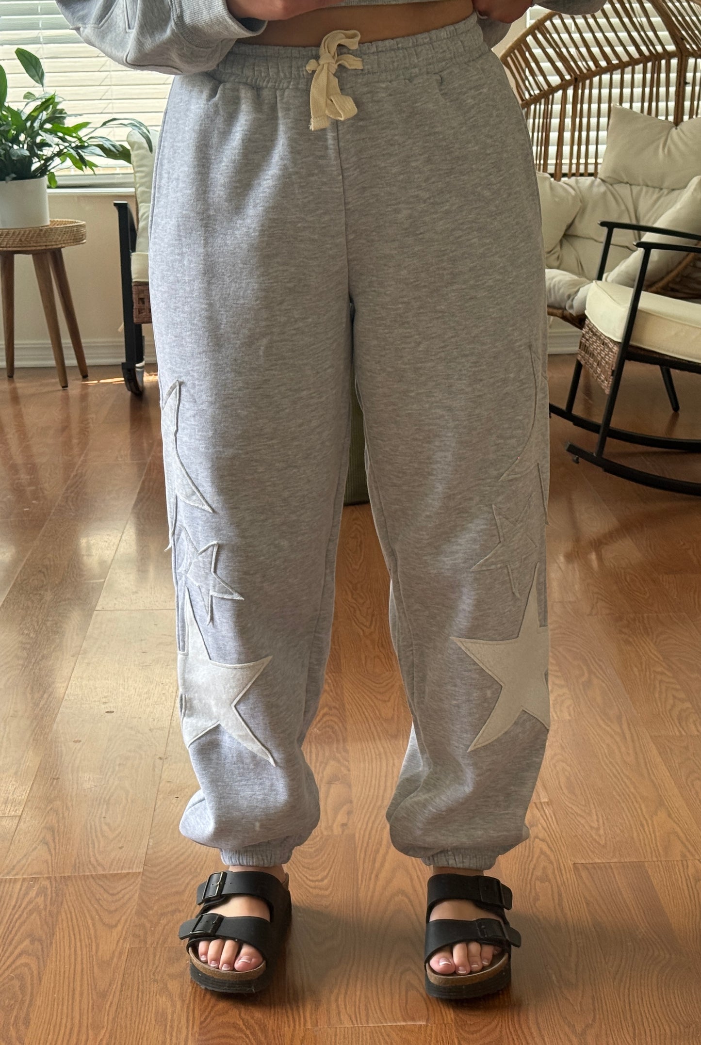 Star Patch Jogger Sweatpants - Heather Gray