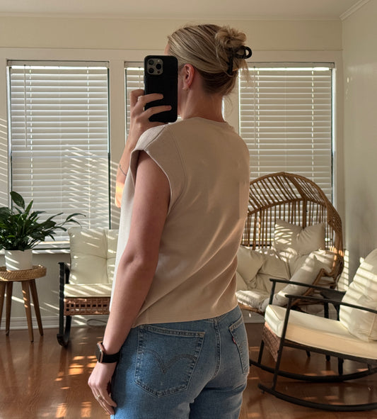 Solid Cap Sleeve Tee - Almond