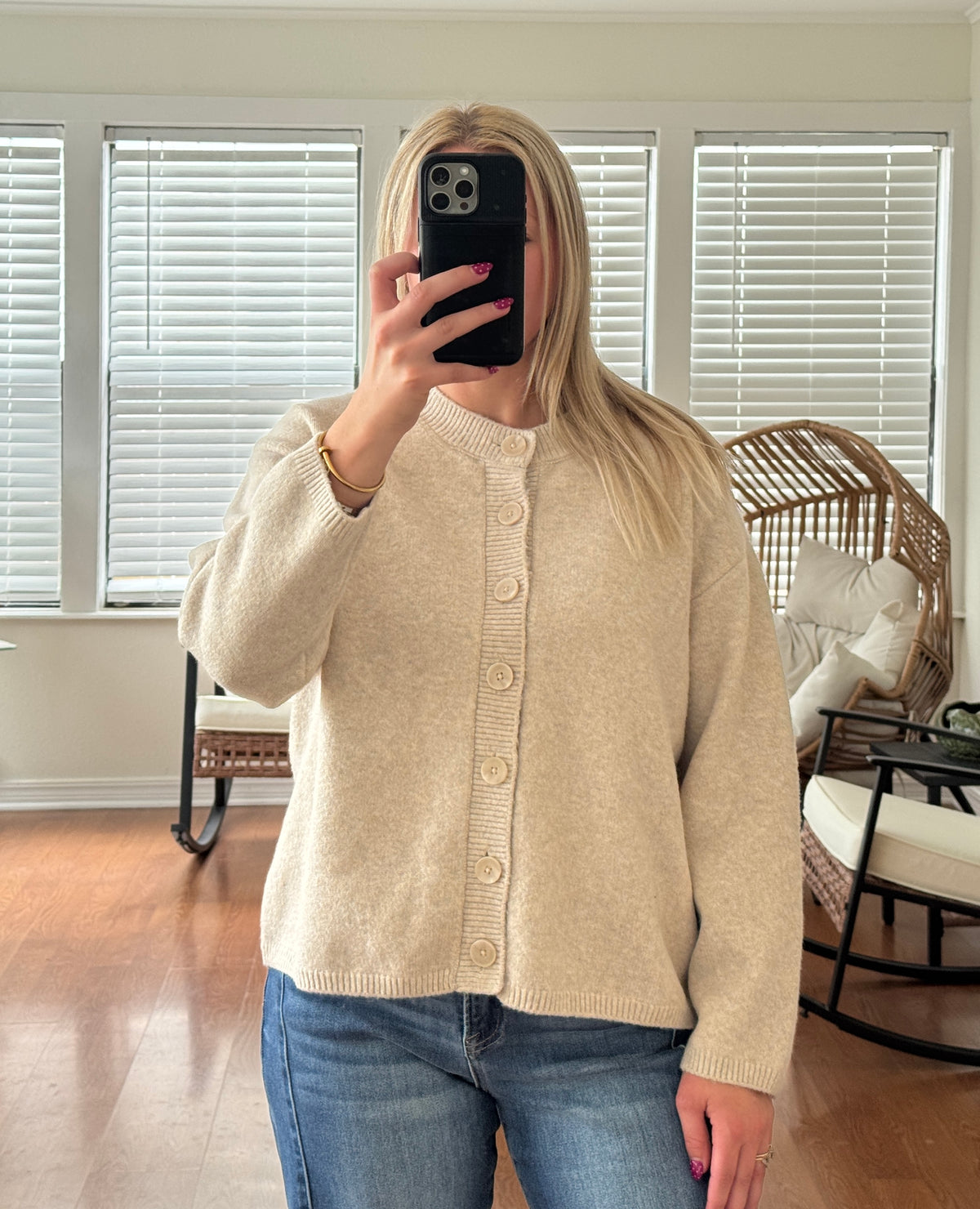 Button Down Knit Cardigan - Oatmeal