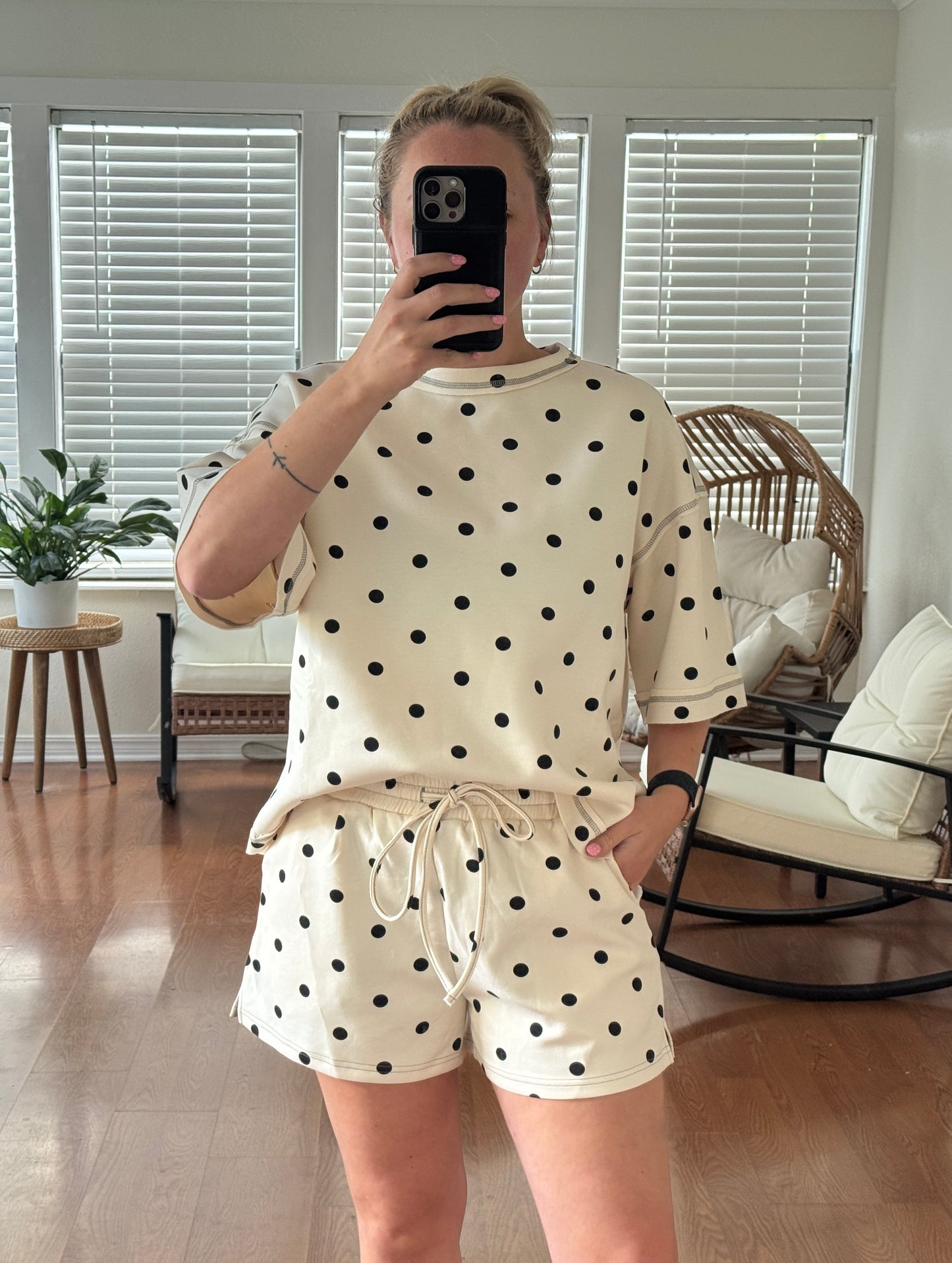 Polka Dot Scuba Matching Set - White + Black