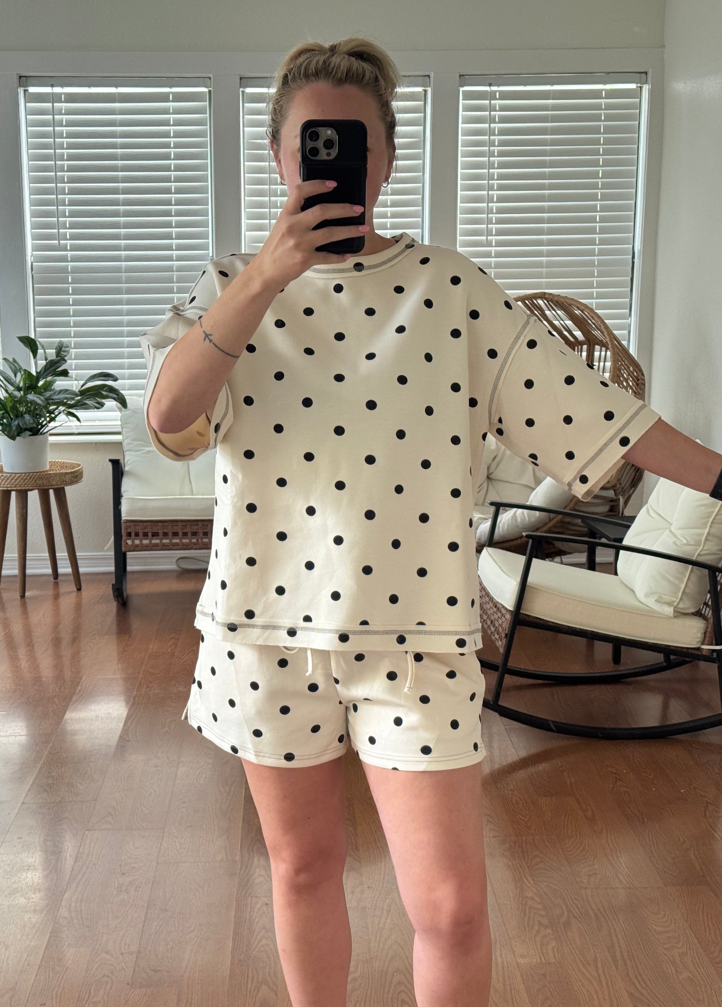 Polka Dot Scuba Matching Set - White + Black