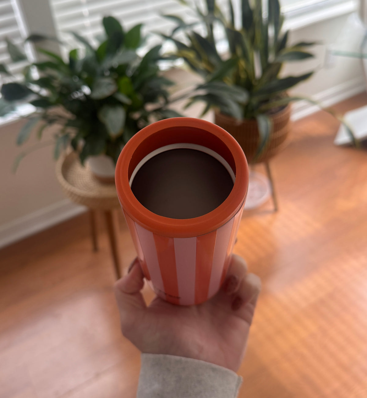 Pink + Orange Striped Slim Can Koozie