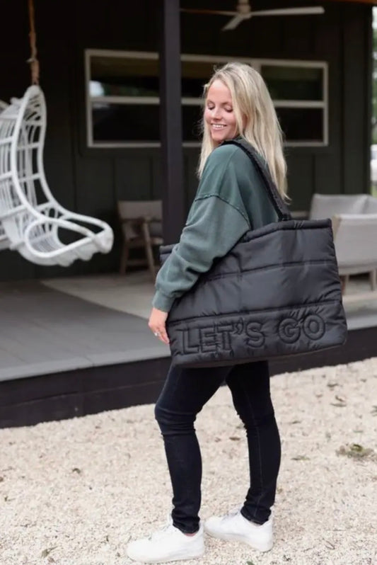 Black Puffer Tote - “Let’s Go”