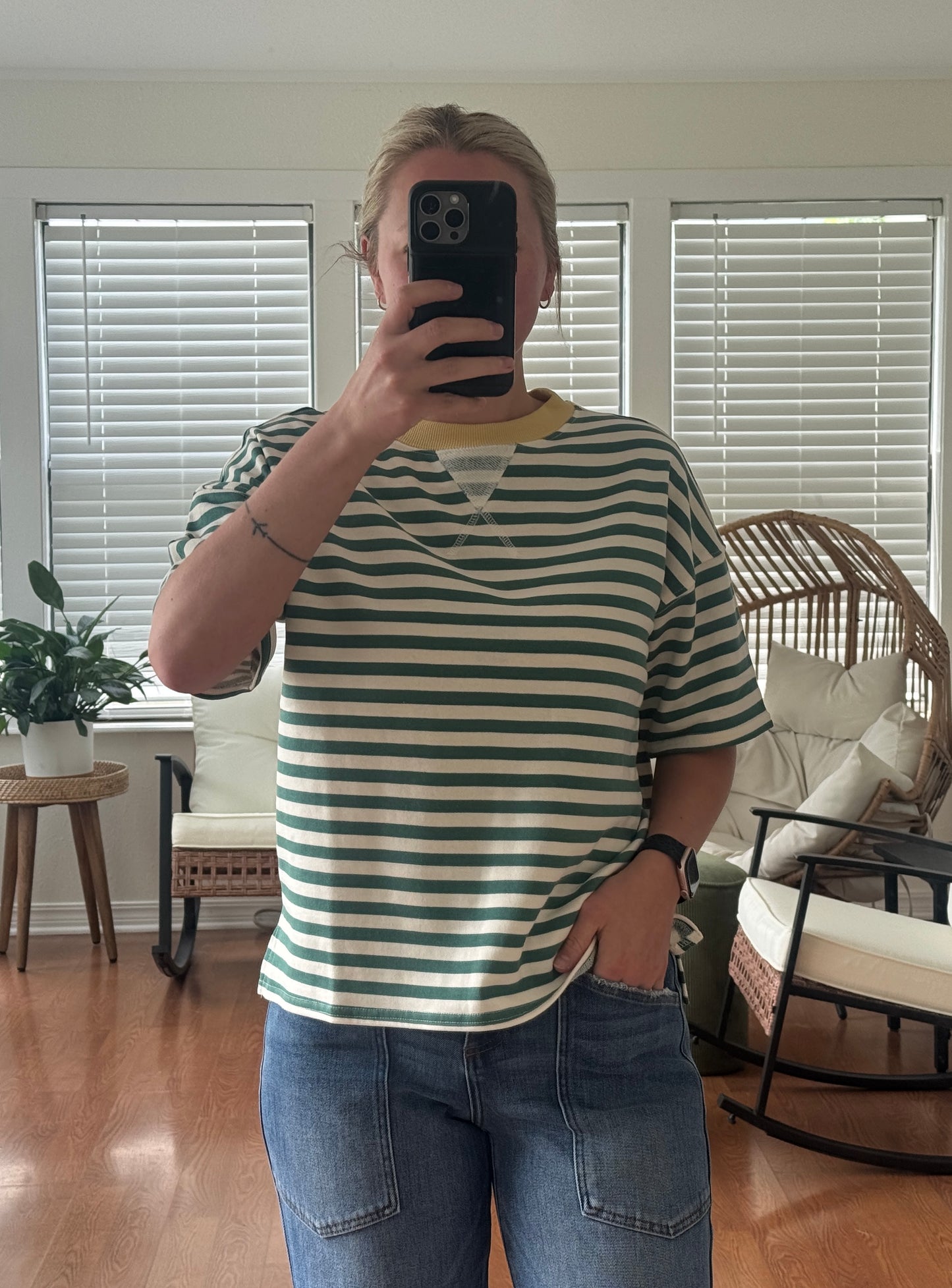 Striped Short Sleeve T-Shirt - Green