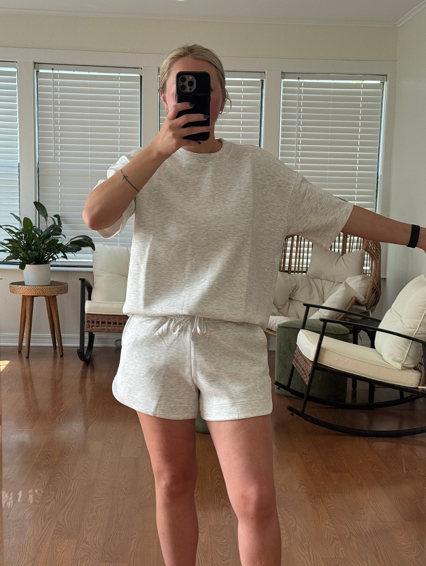 Scuba Short Sleeve Top - Light Gray