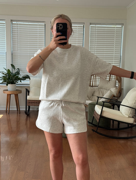 Scuba Short Sleeve Top - Light Gray