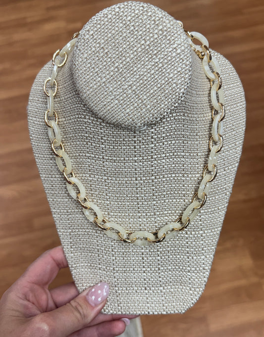 Chunky Resin Link Necklace - Off White