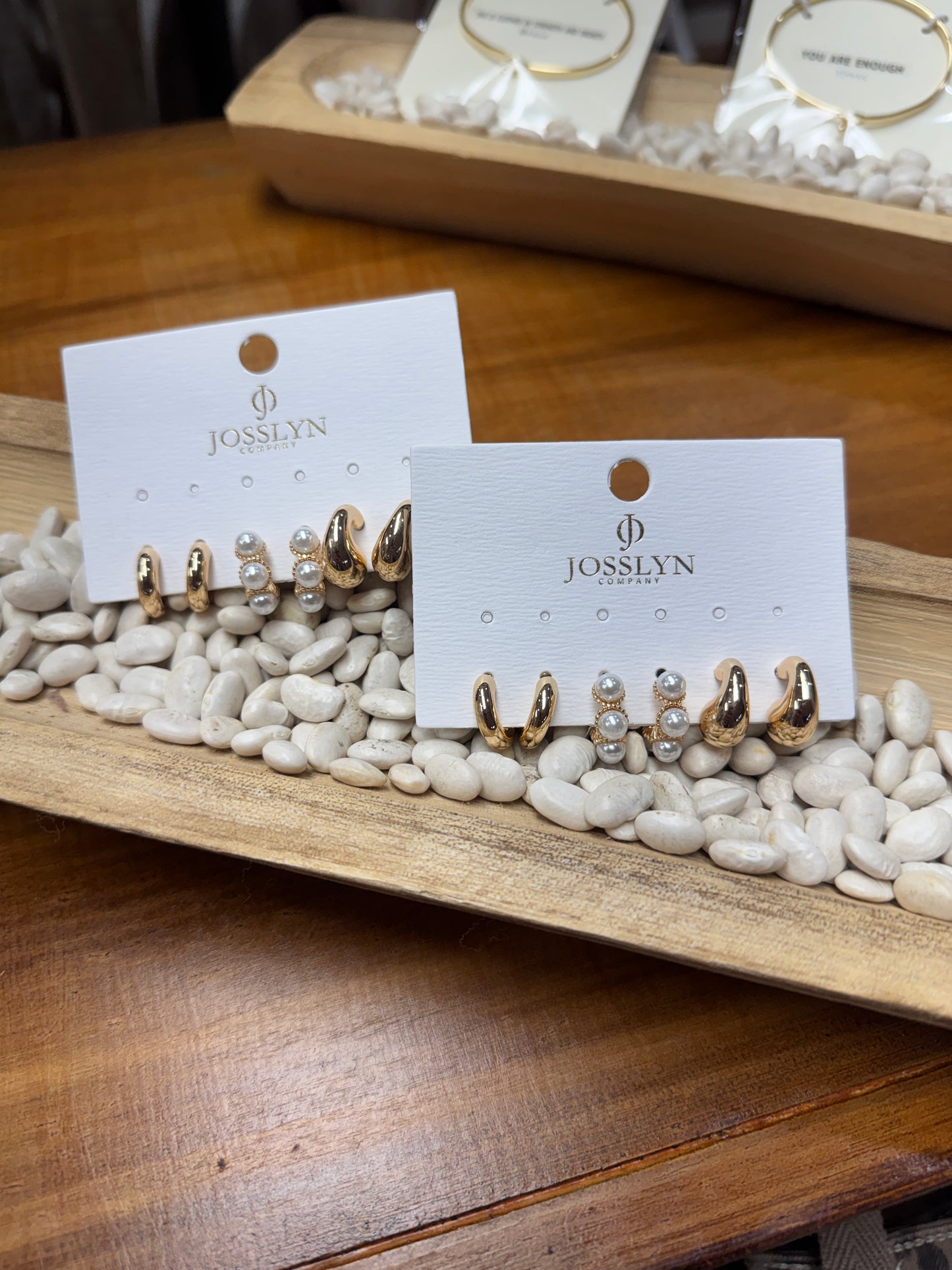 Pearl Trio Hoop Earrings - Gold