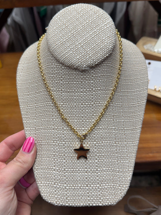 18K Stainless Steel Star Necklace - Gold