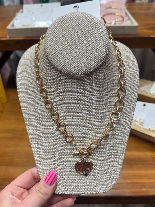 Hammered Heart Necklace - Gold