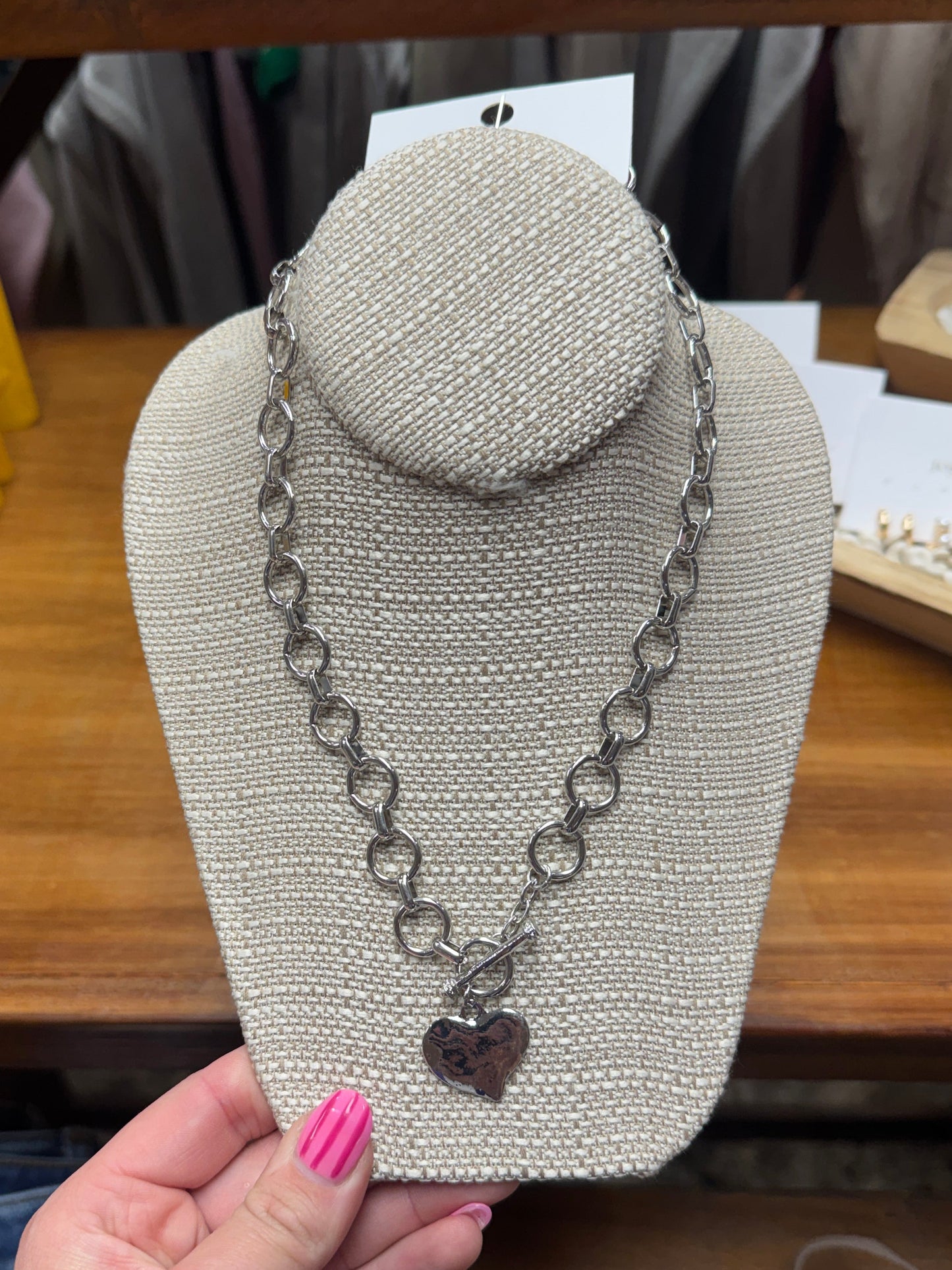 Hammered Heart Necklace - Silver
